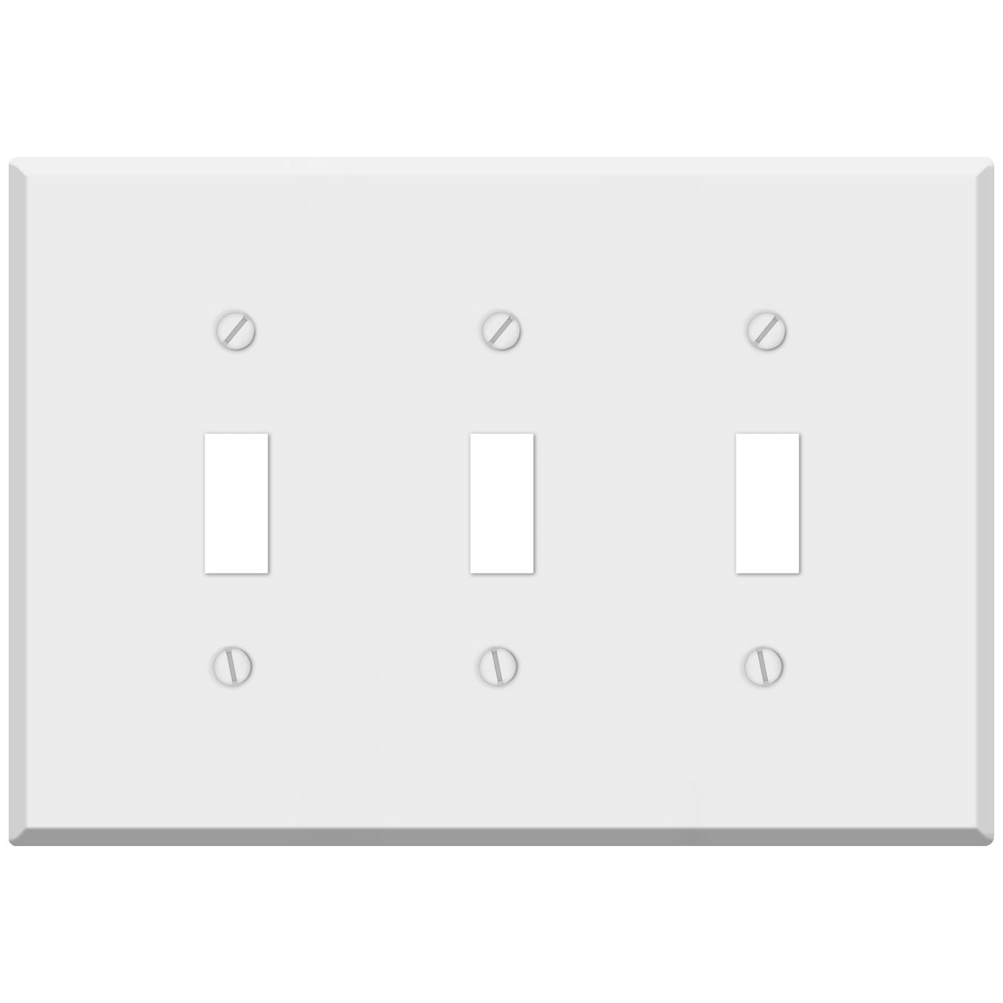 3-Gang White Metal Toggle Switch Wall Plate – Standard Size - Made in USA