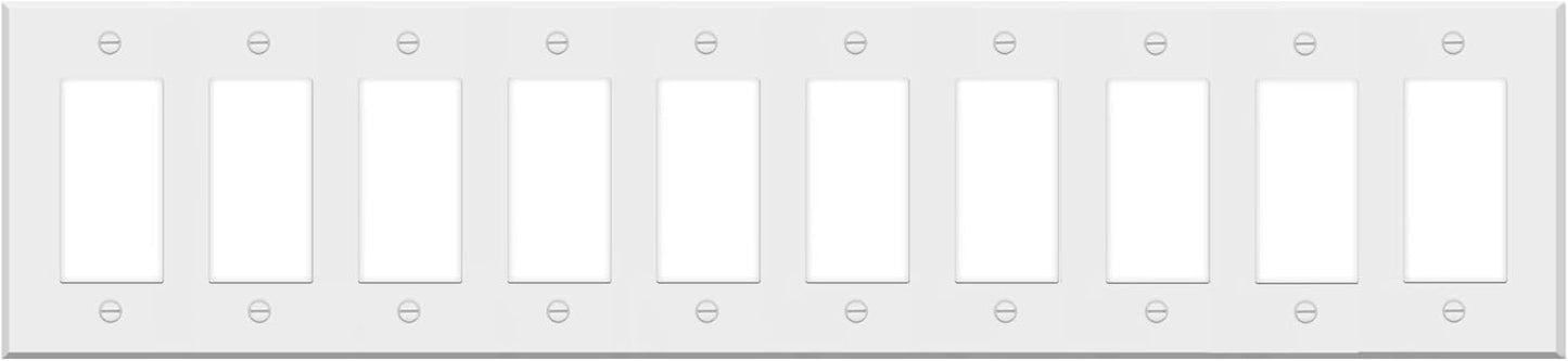 10 Gang White Metal Decora® Style Rocker GFCI Switch Wall Plate Cover