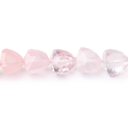 7-8mm Rose Quartz Faceted Trillion Beads 7 inch 24 pieces