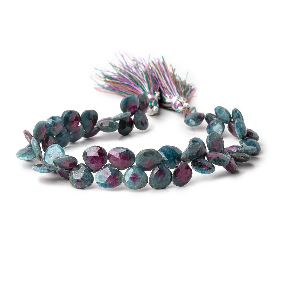 7-8mm Ruby in Kyanite Faceted Heart Beads 8 inch 52 pieces