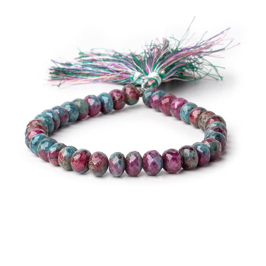 7-8mm Ruby in Kyanite Faceted Rondelle Beads 8 inch 36 pieces