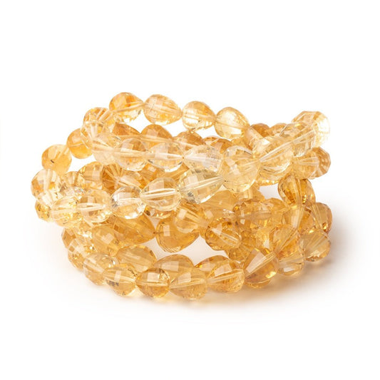 7-9mm Citrine Checkerboard Faceted Tear Drop 16 inch 48 Beads