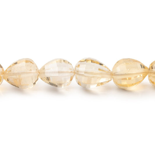 7-9mm Citrine Checkerboard Faceted Tear Drop 16 inch 48 Beads