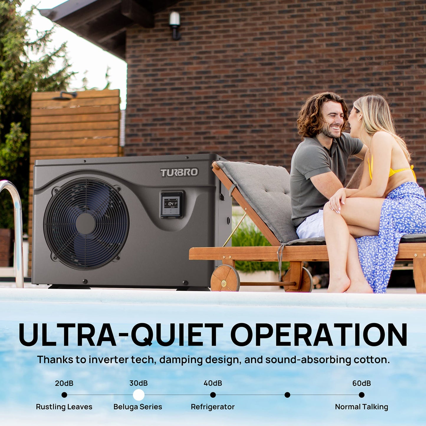 Beluga Inverter Swimming Pool Heat Pump, 50K/75K BTU