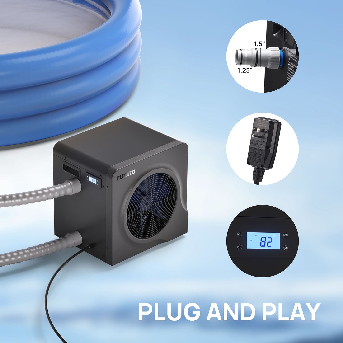 Manatee Non-Inverter Pool Heat Pump, 18K/20K BTU