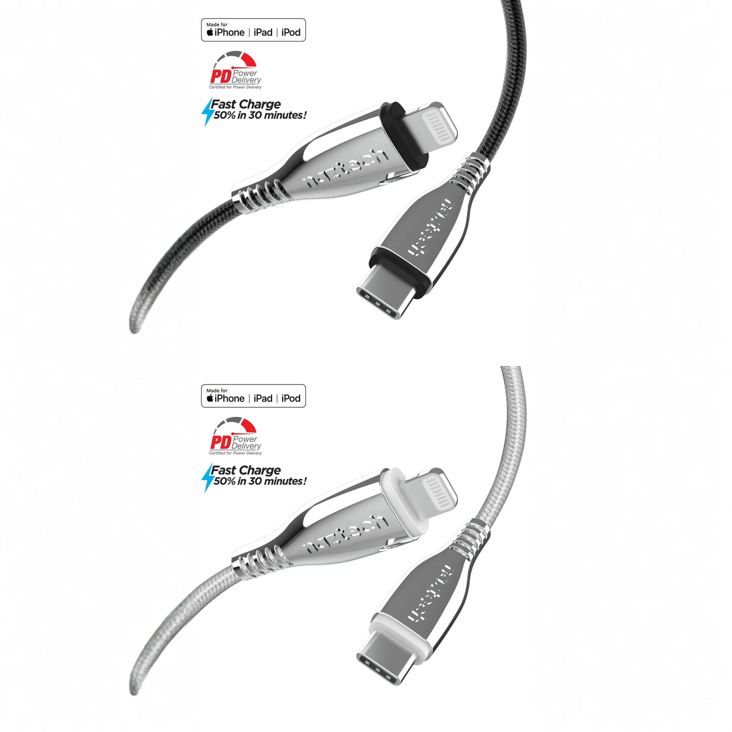 Naztech Titanium USB-C to Lightning Braided Cable 6ft