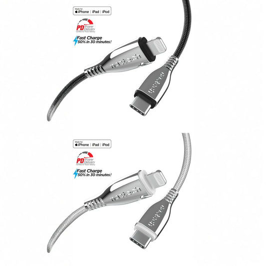 Naztech Titanium USB-C to Lightning Braided Cable 6ft