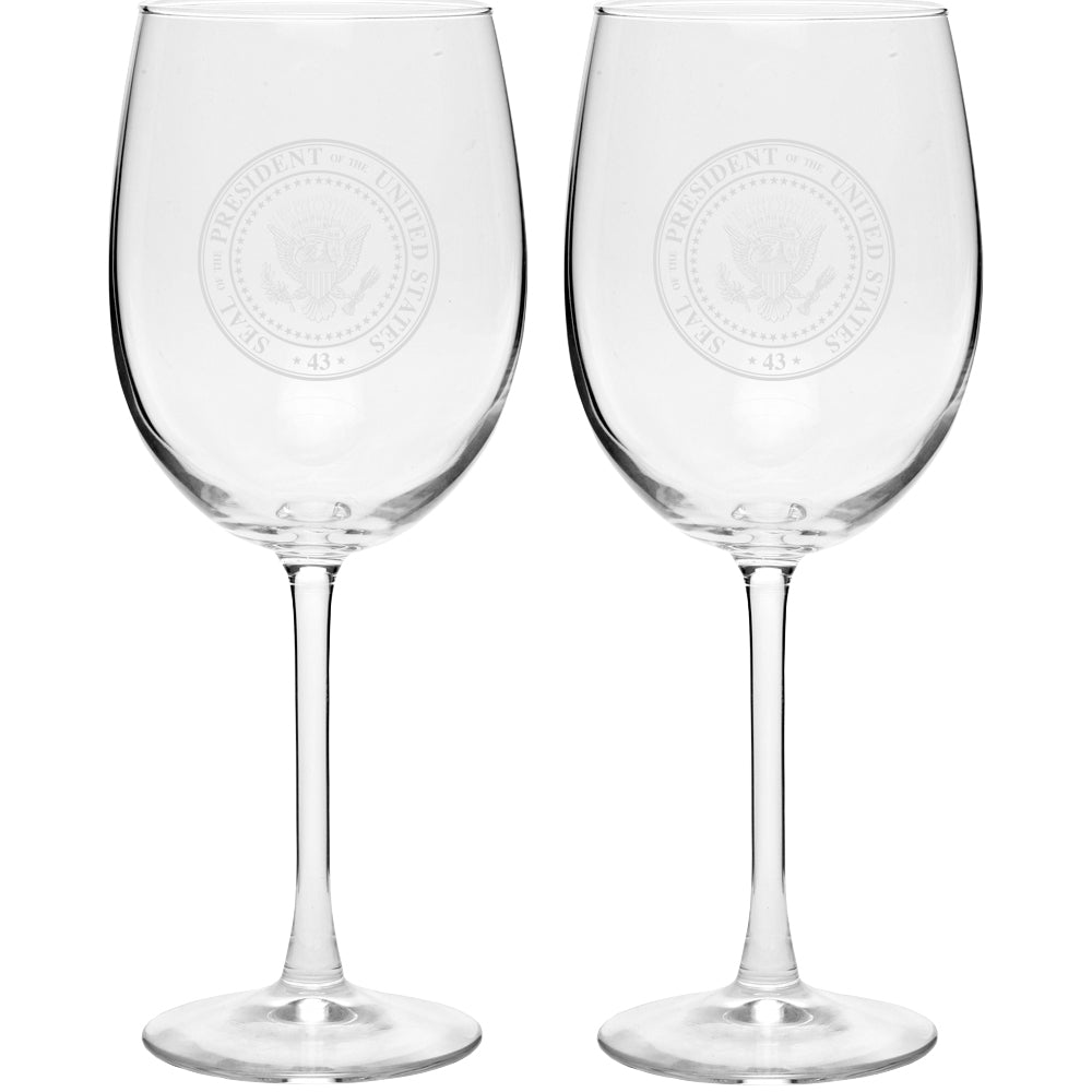 Wine Glasses (Set of 2) with 43rd Presidential Seal