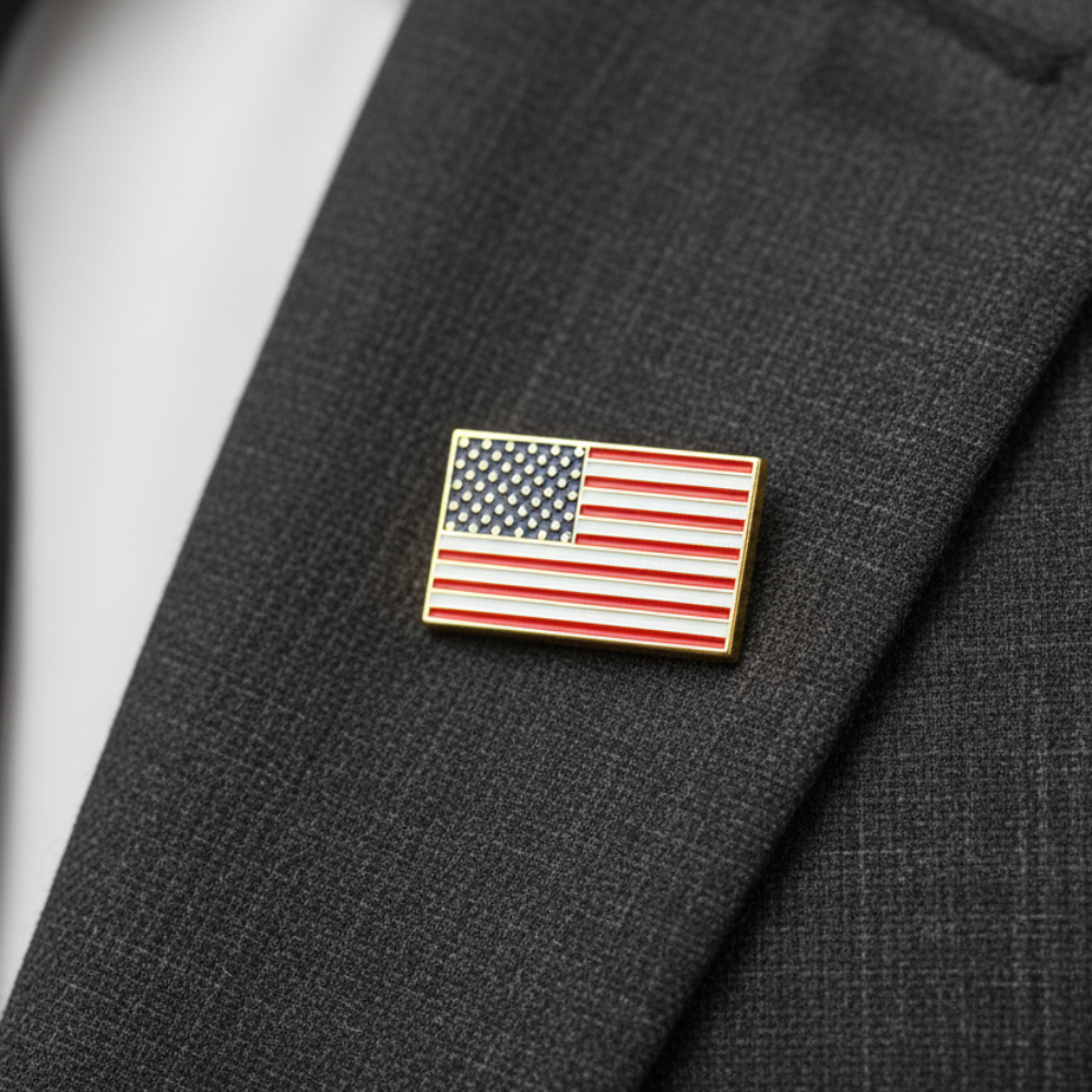 United States of America Flag Lapel Pin with Presidential Signature