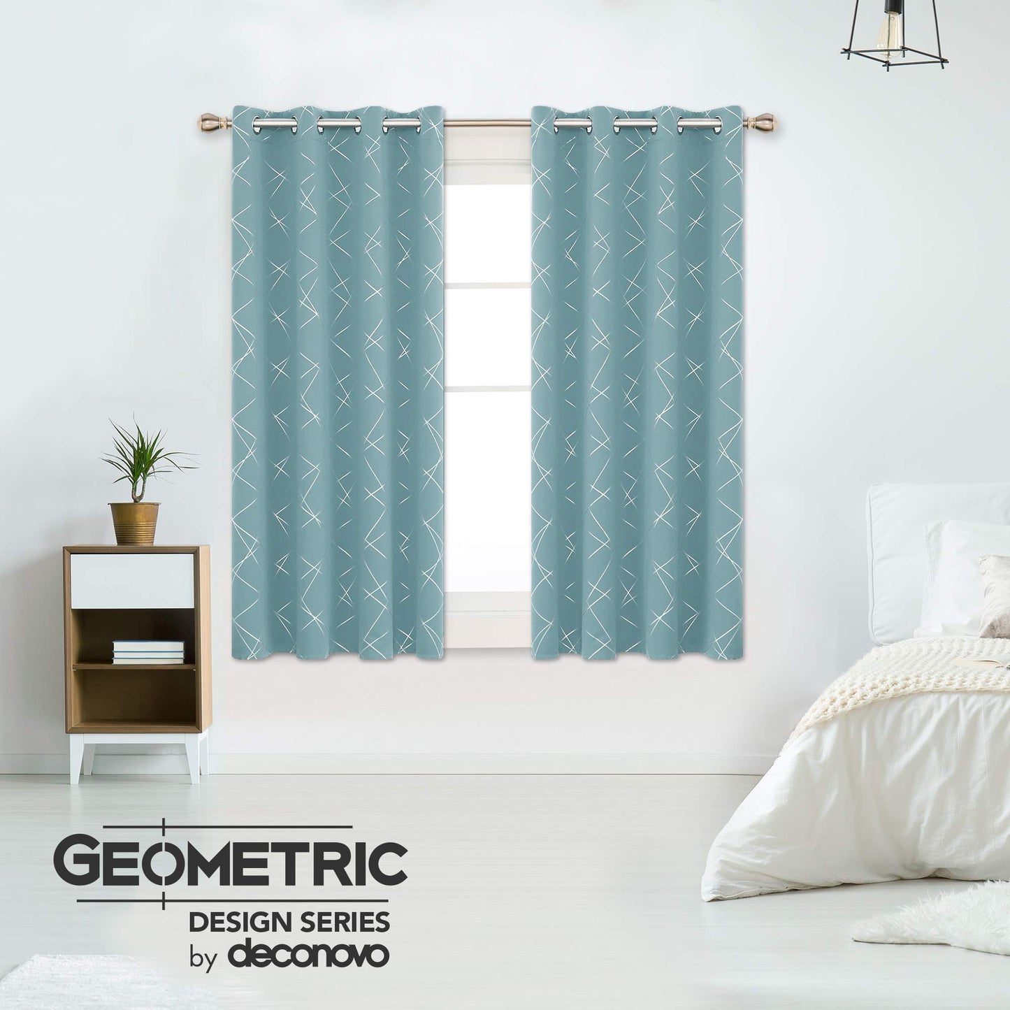 Geometric Blackout Curtains, Taupe, 52x108 Inch, 2 Panels