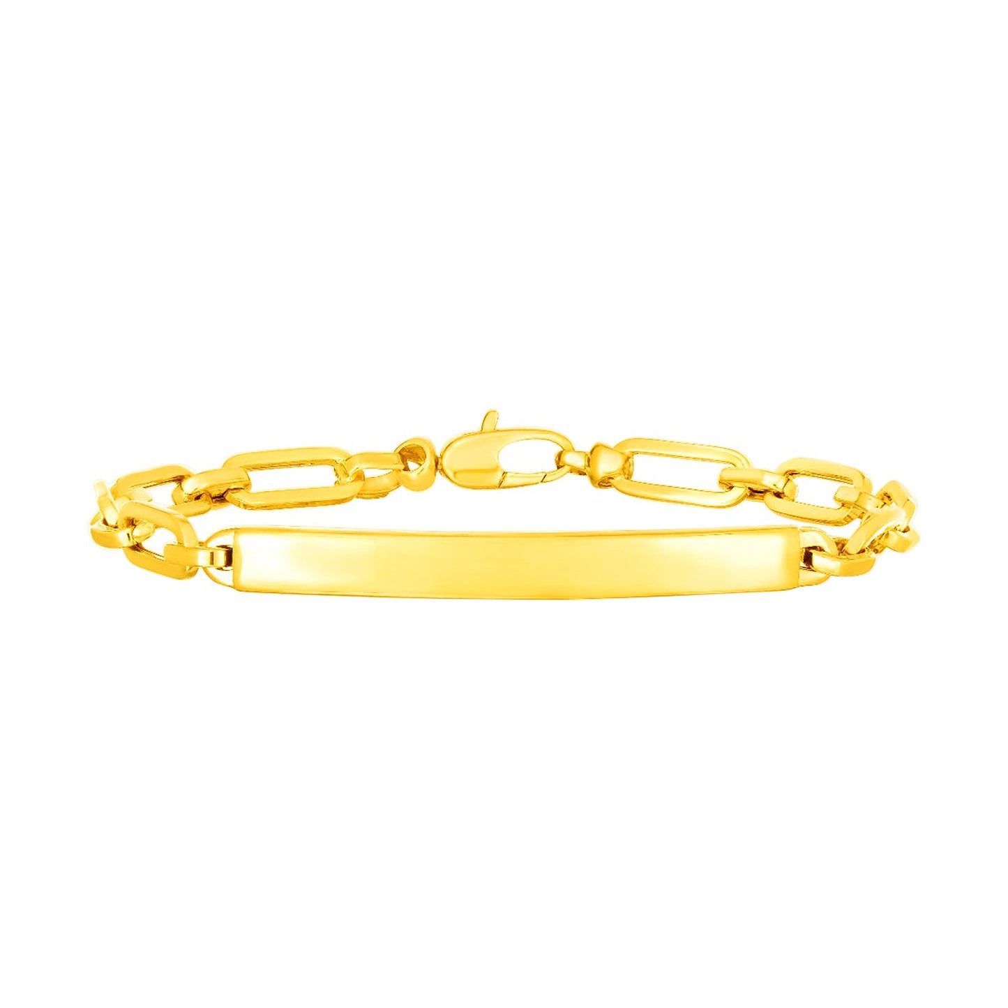 14K Yellow Gold Paperclip Chain ID Bracelet