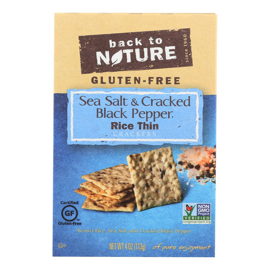 Back To Nature Crackers - Sea Salt And Cracked Black Pepper Rice - Case Of 12 - 4 Oz.