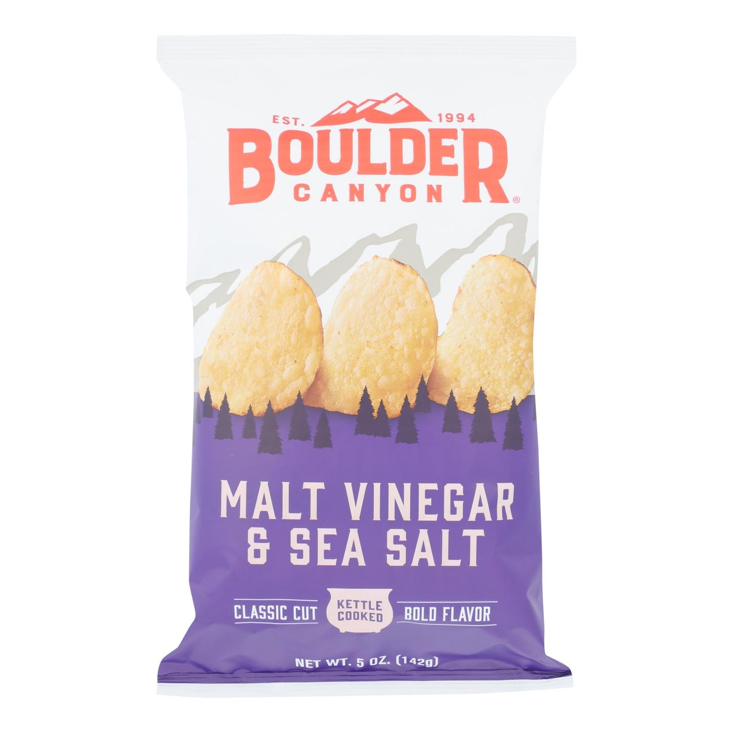 Boulder Canyon - Kettle Chips - Malt Vinegar And Sea Salt - Case Of 12 - 5 Oz.