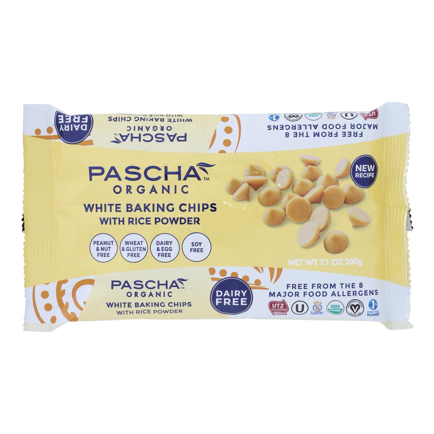 Pascha Organic Rice Milk Chocolate Baking Chips - White Chocolate - Case Of 8 - 7 Oz