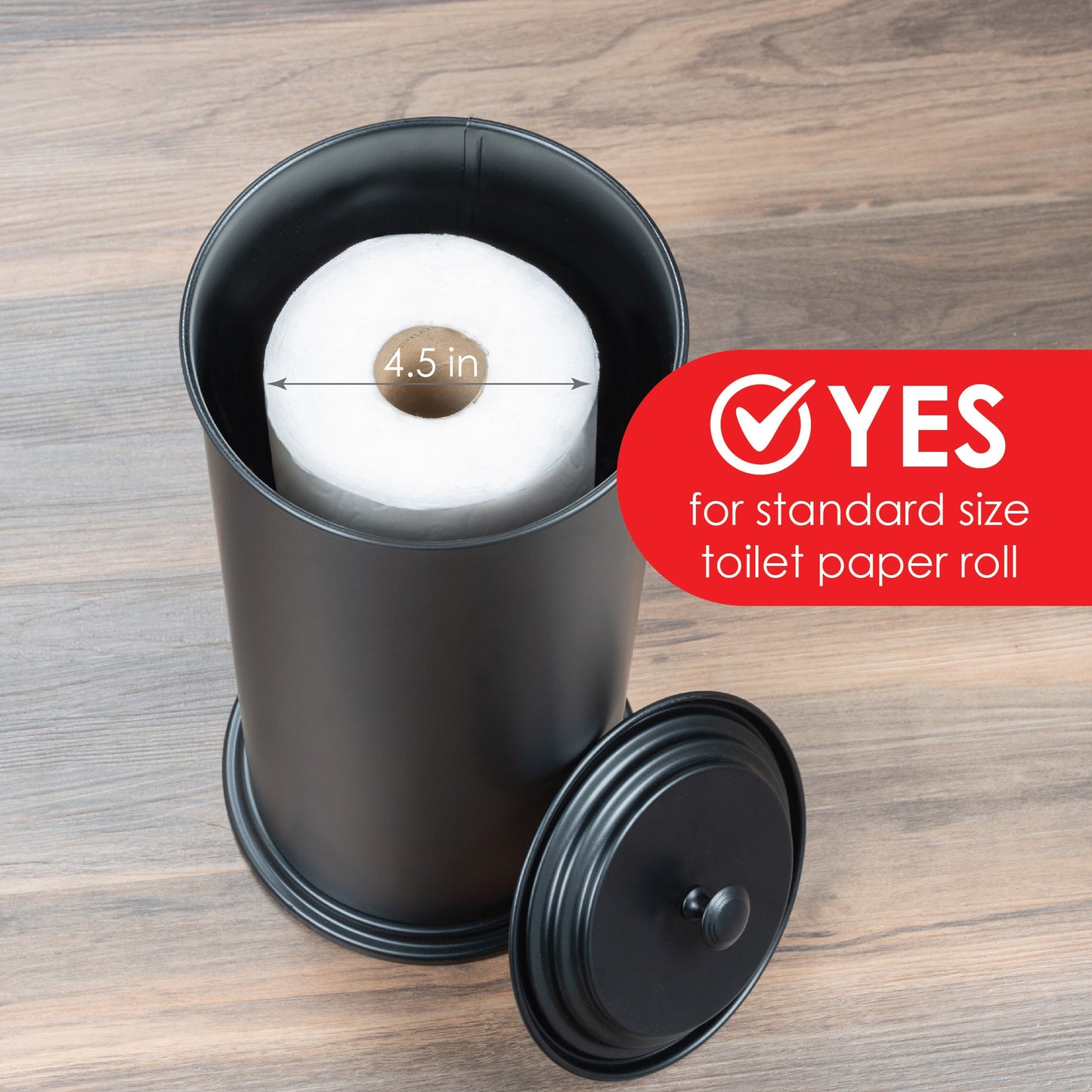 Freestanding Extra Large Toilet Paper Holder (Matte Black Finish)
