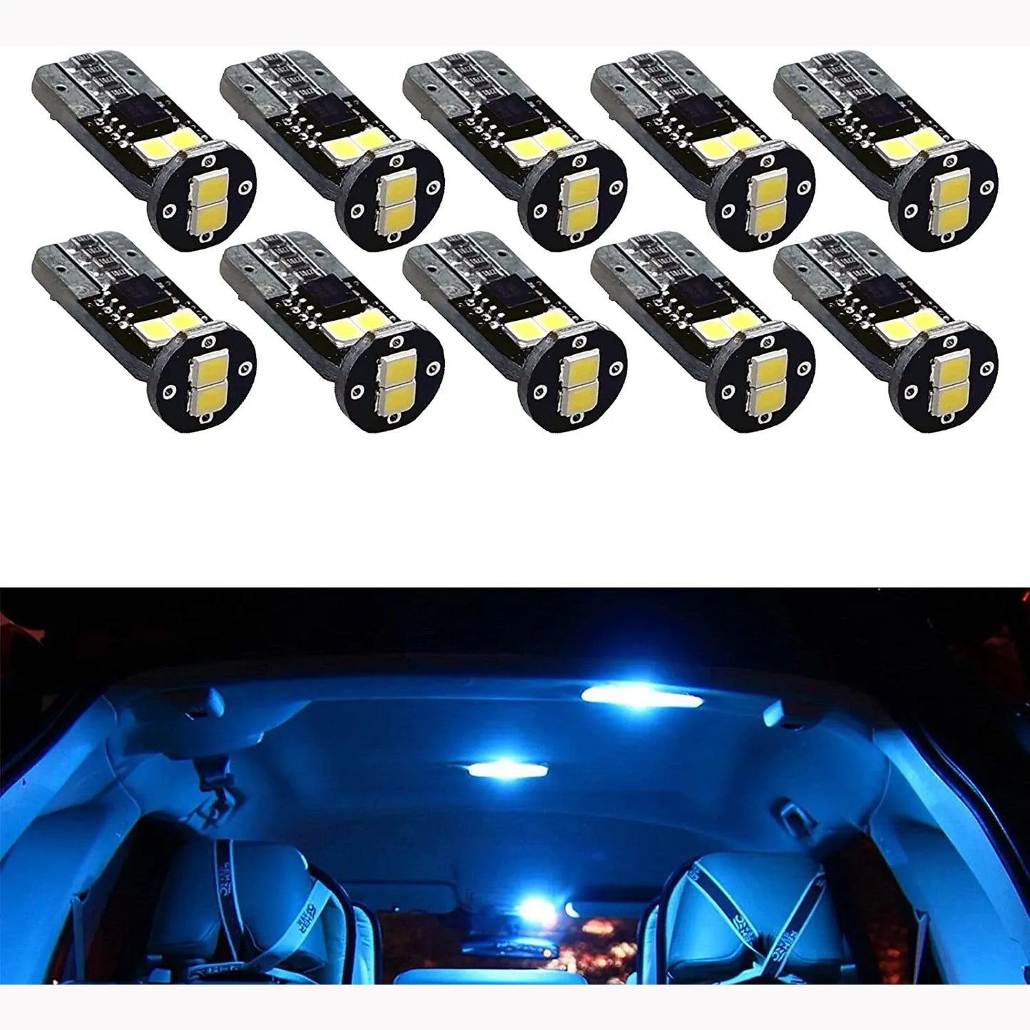 6SMD | LED T10 #555 2835 Automotive Bulb White Warm White Cyan Ice Blue Red Yellow