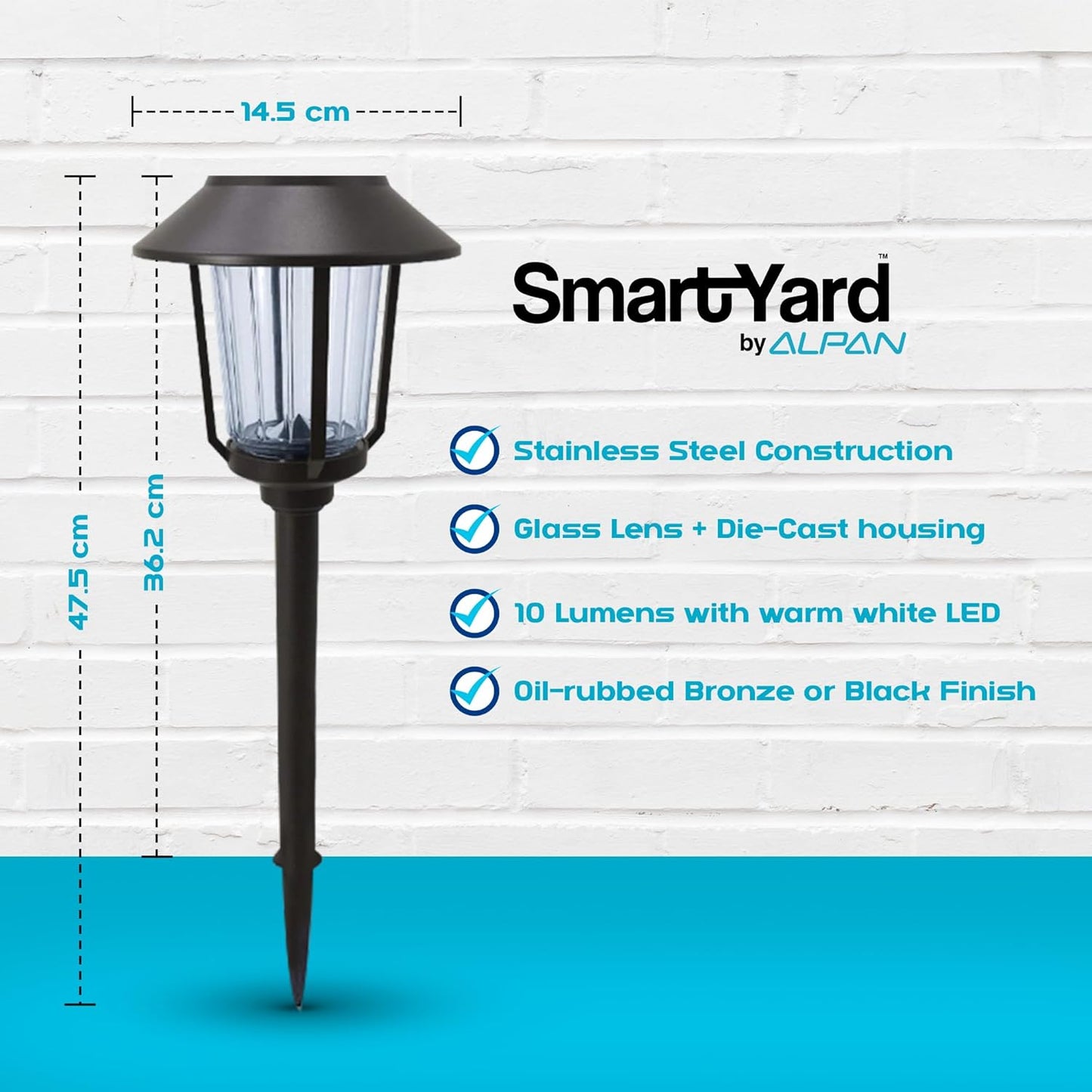 Smartyard Solar LED Large Pathway Lights 10 Lumen  - 6 Pack