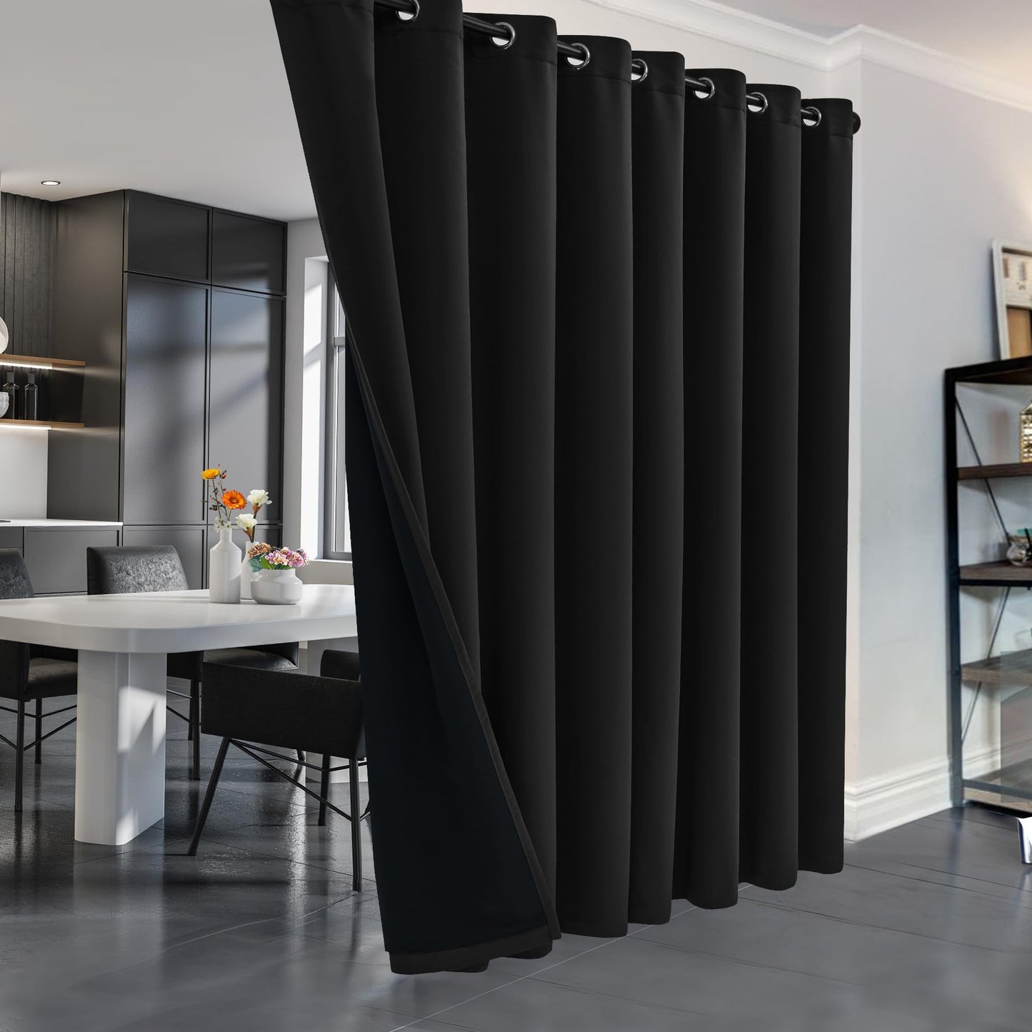 Double Layer Total Blackout Curtain, 1 Panel, White