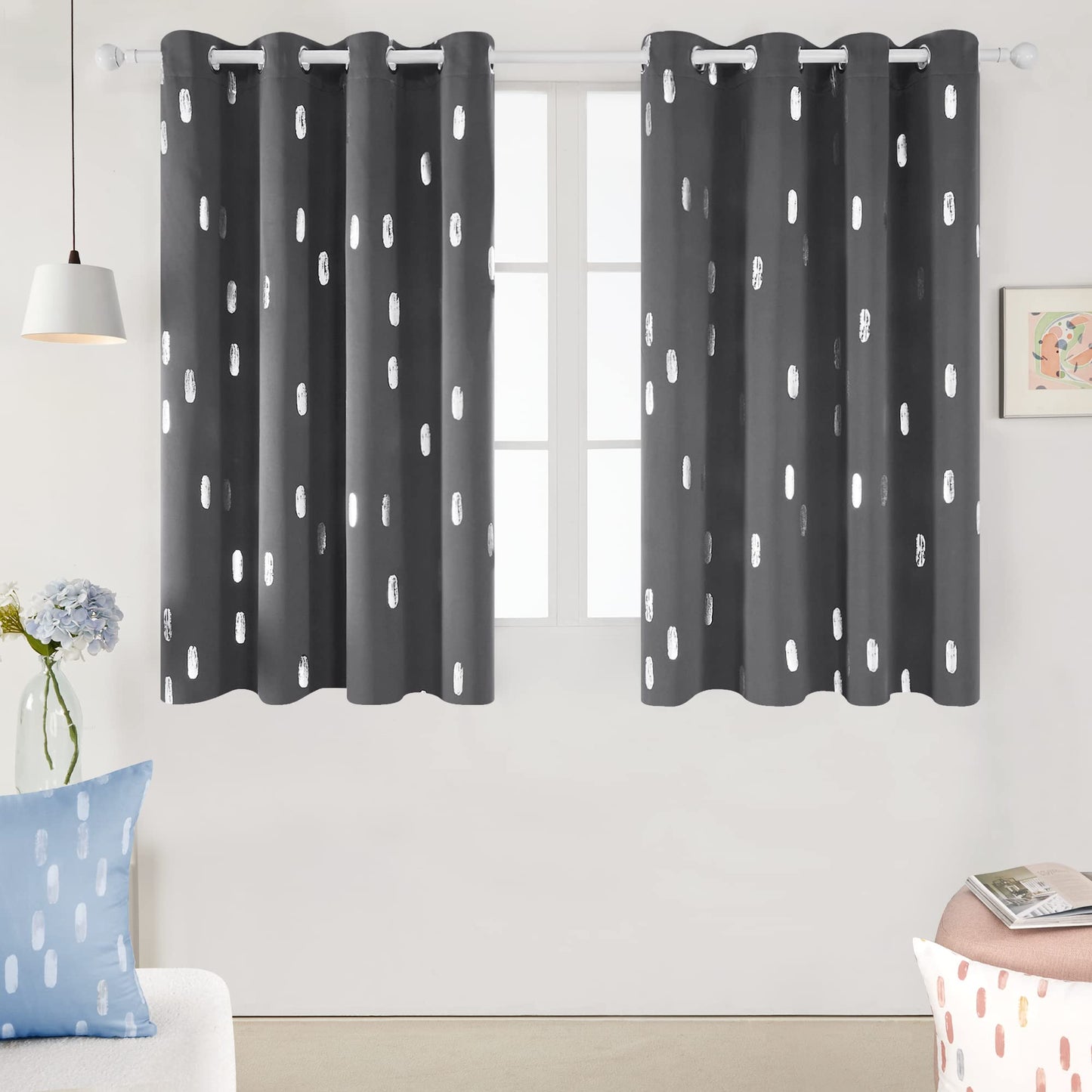 Geometric Blackout Curtains, Taupe, 52x108 Inch, 2 Panels