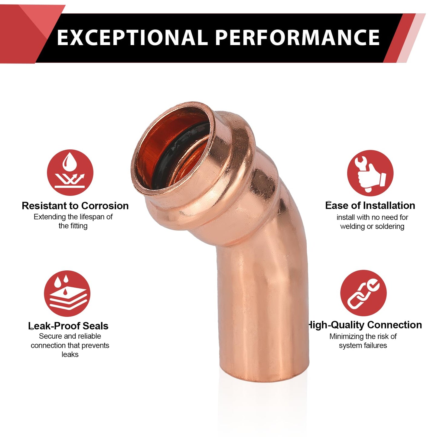 1/2" 45° Press Copper Street Elbow (Lead Free)