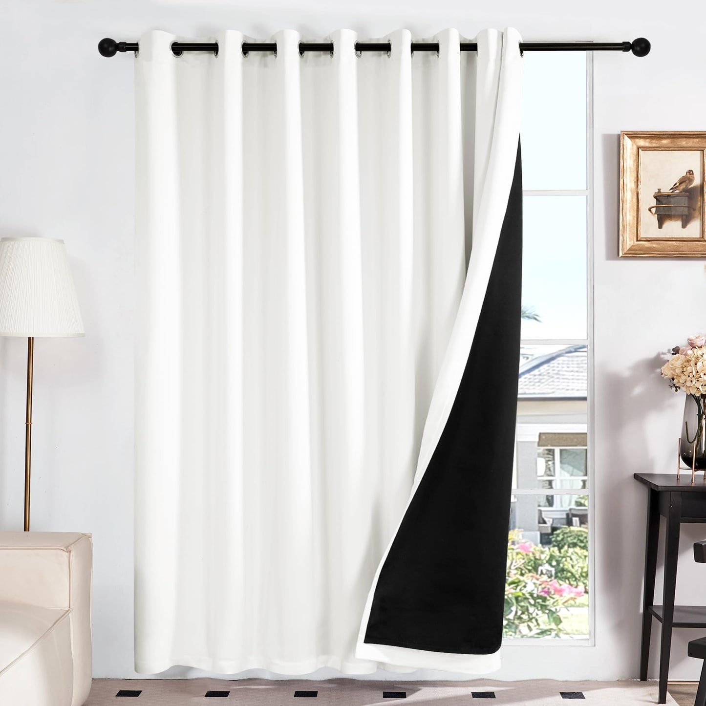Double Layer Total Blackout Curtain, 1 Panel, White