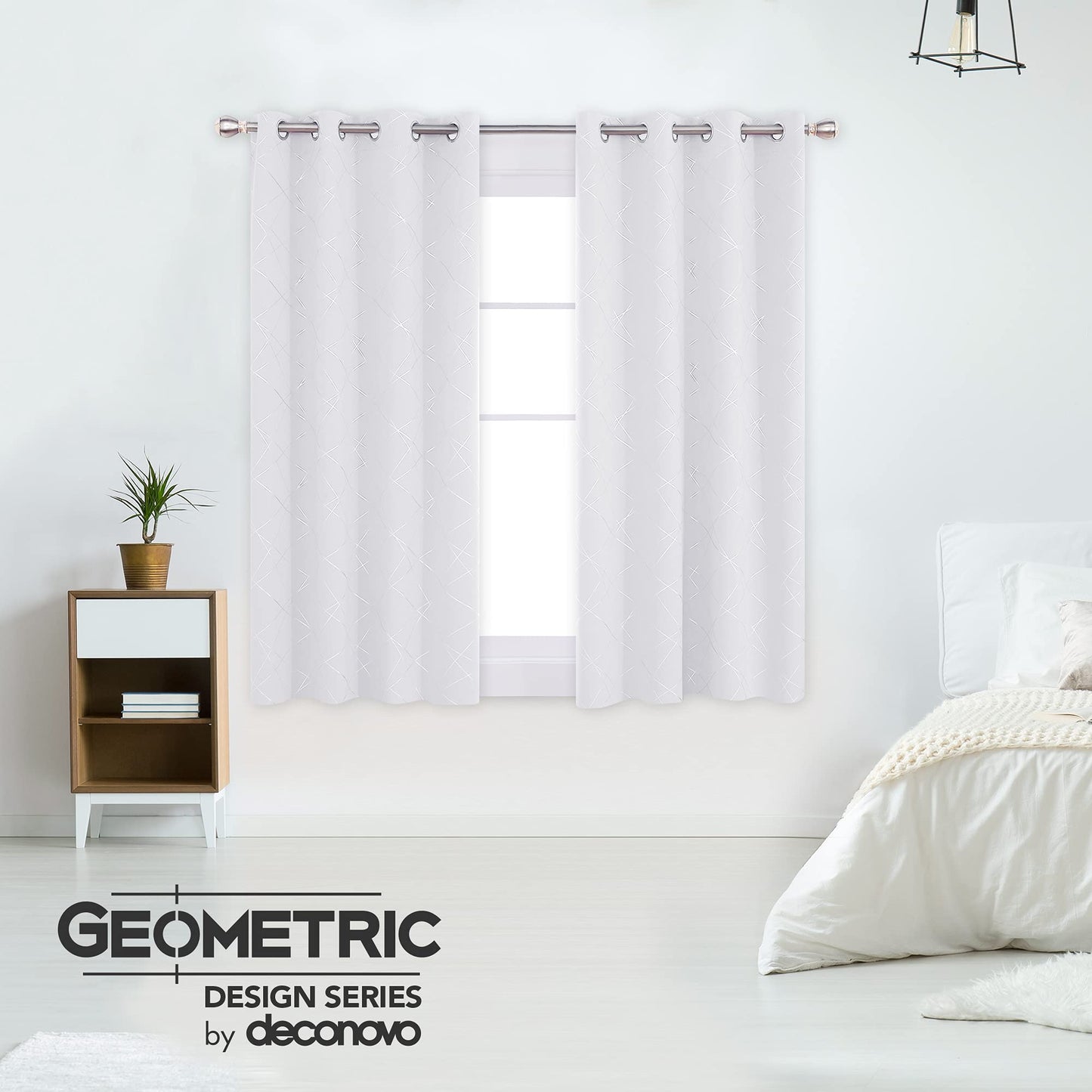 Geometric Blackout Curtains, Taupe, 52x108 Inch, 2 Panels