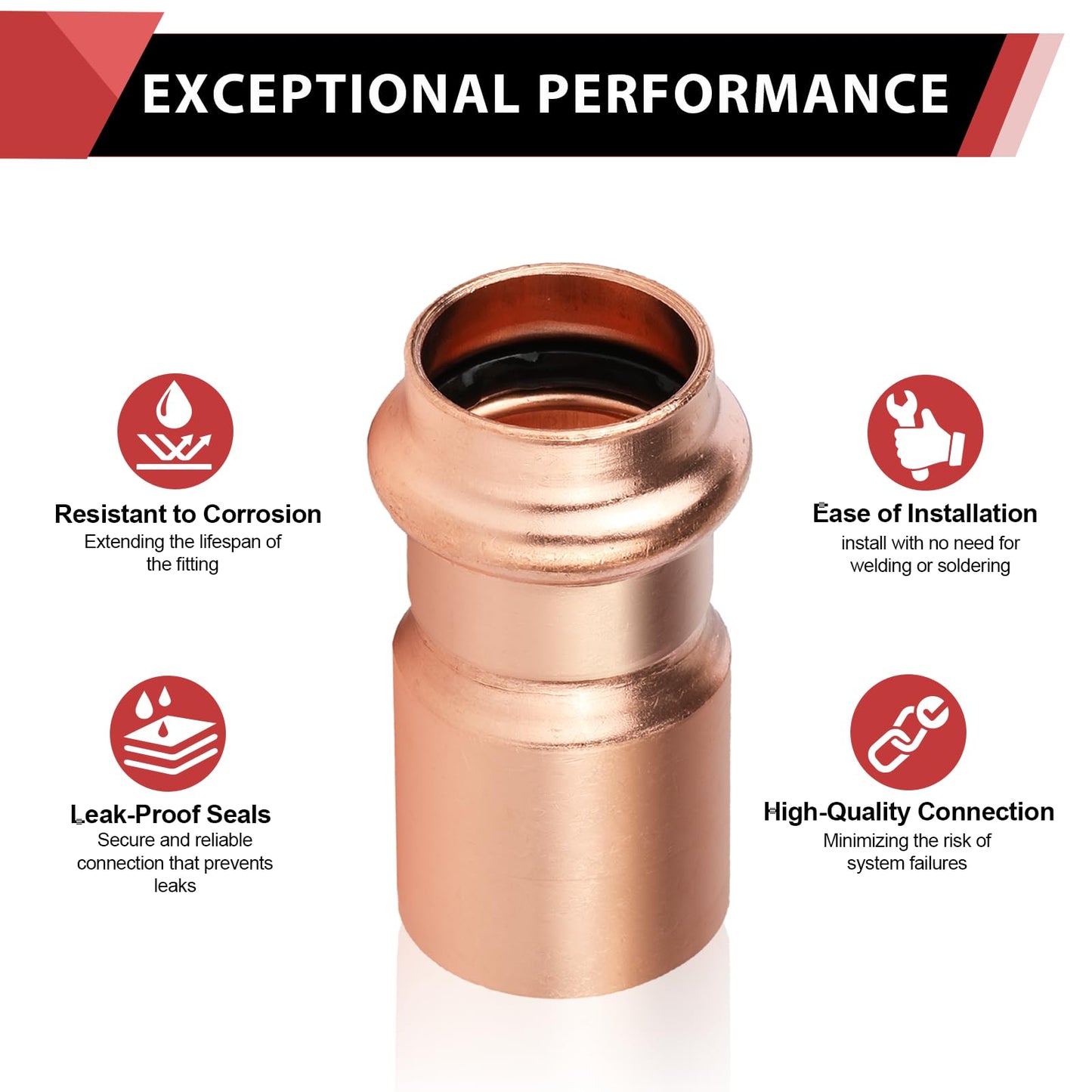 1" x 3/4" Press Bushing Copper Reducer (Lead Free)