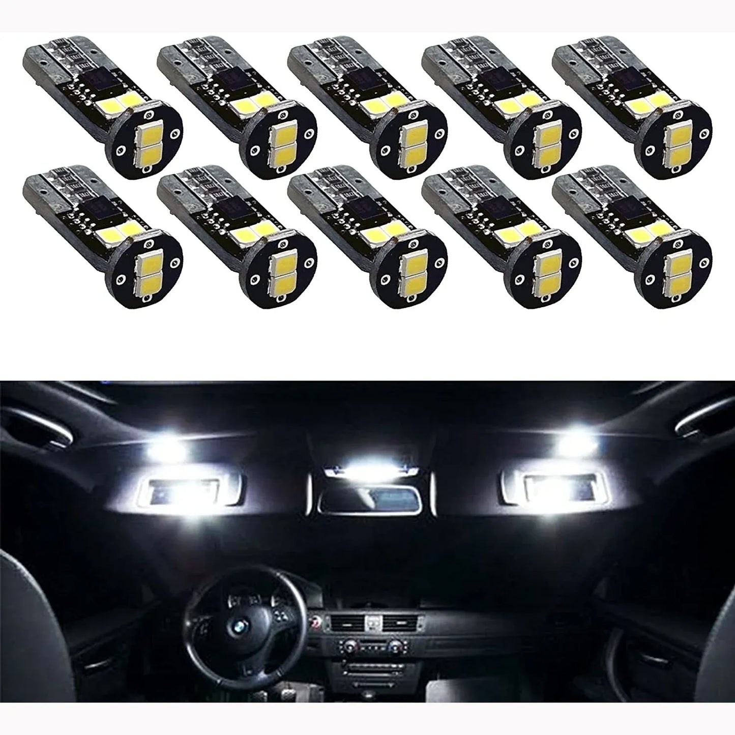 6SMD | LED T10 #555 2835 Automotive Bulb White Warm White Cyan Ice Blue Red Yellow