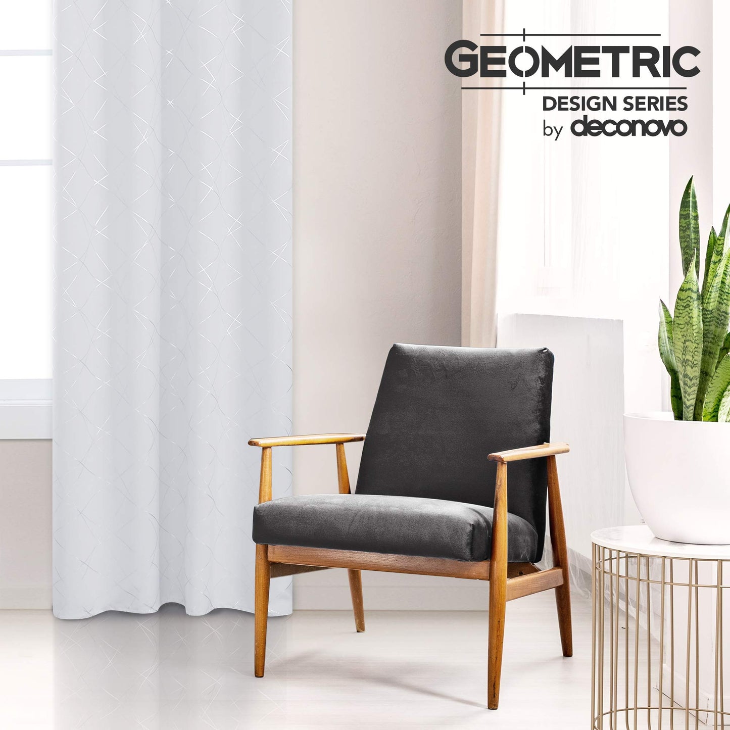 Geometric Blackout Curtains, Taupe, 52x108 Inch, 2 Panels