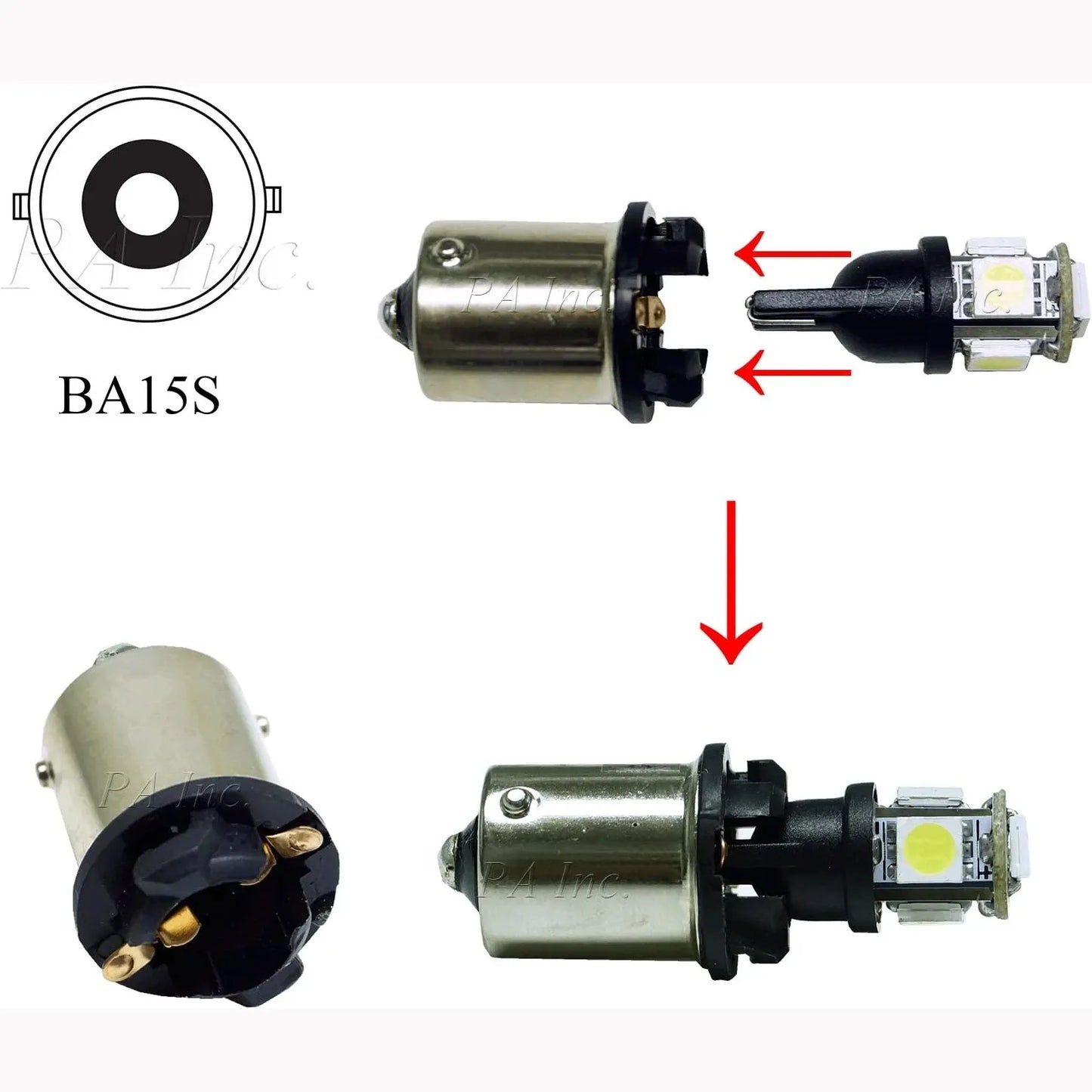 T10 194 168 to 1156 Ba15s Bulb Base Converter Transform Socket