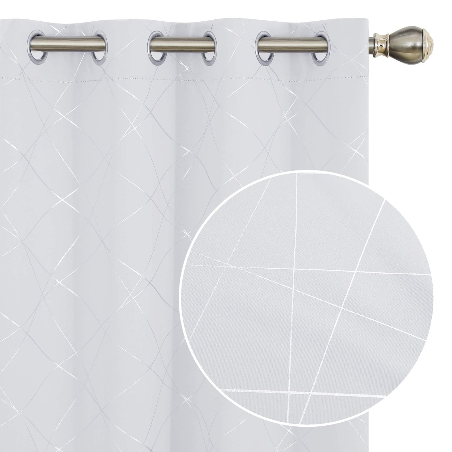 Geometric Blackout Curtains, Taupe, 52x108 Inch, 2 Panels