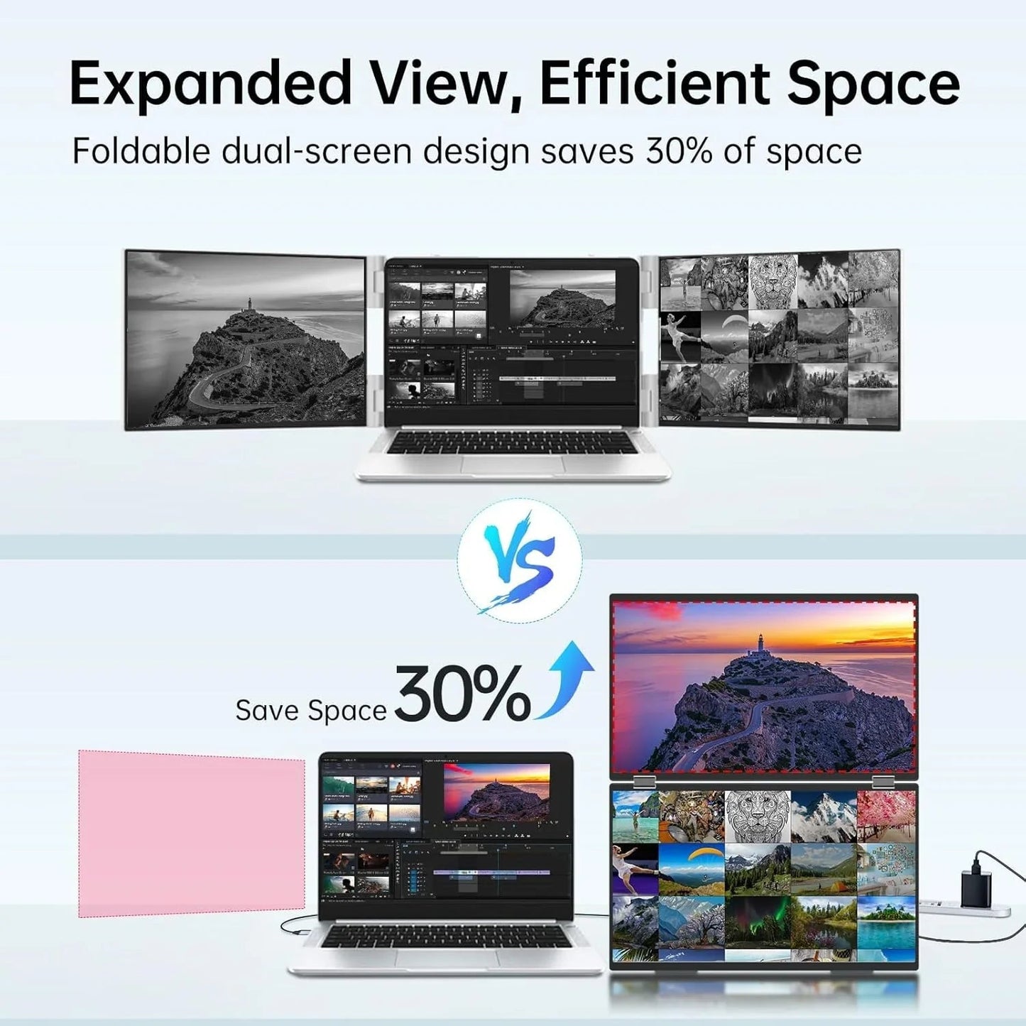 InnoView Foldable 15.6" Dual Portable Monitor-INVPM009-05B