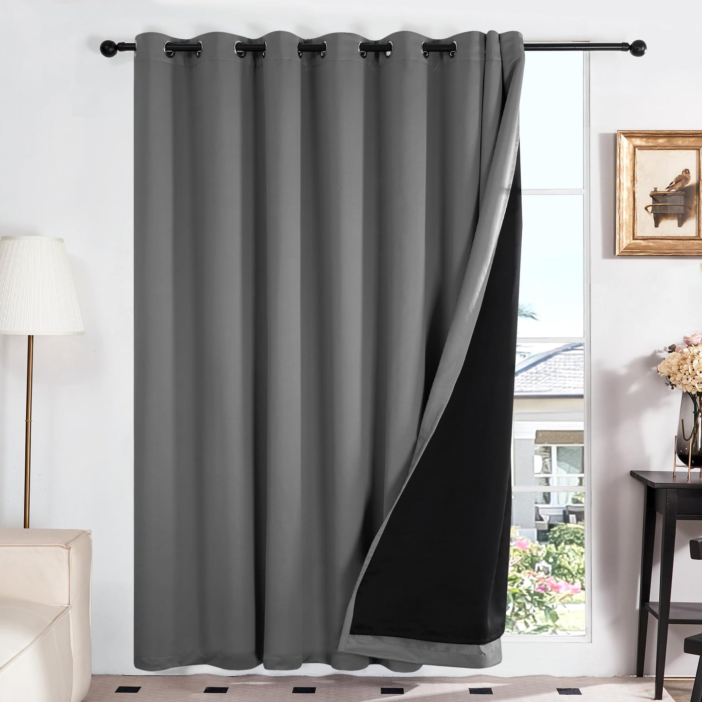 Double Layer Total Blackout Curtain, 1 Panel, White