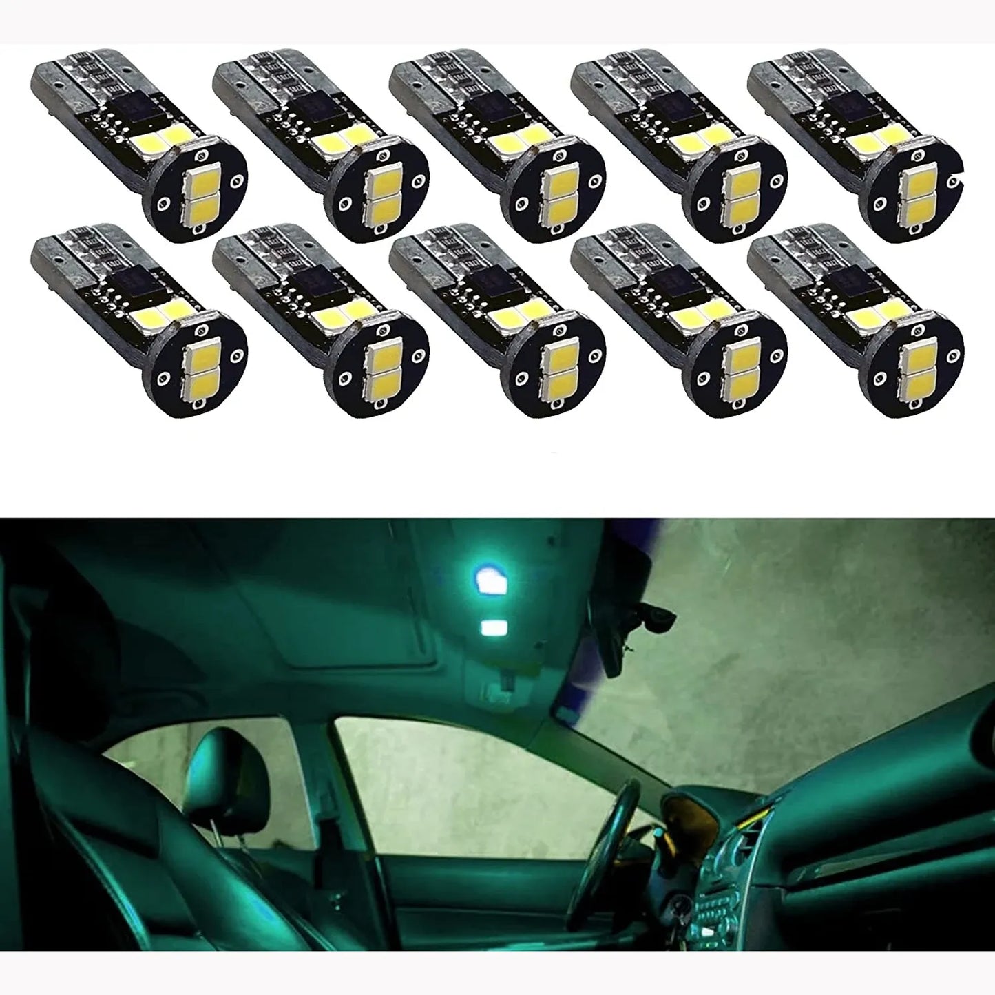 6SMD | LED T10 #555 2835 Automotive Bulb White Warm White Cyan Ice Blue Red Yellow