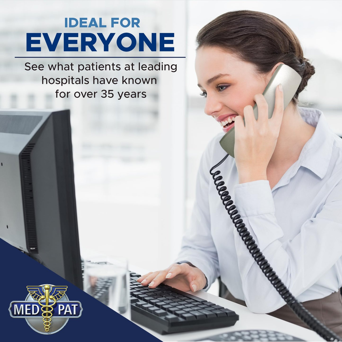 Med-Pat TL-460 Trimline Landline Phone – Wall Mount, Volume Boost, Lighted Ring for Seniors
