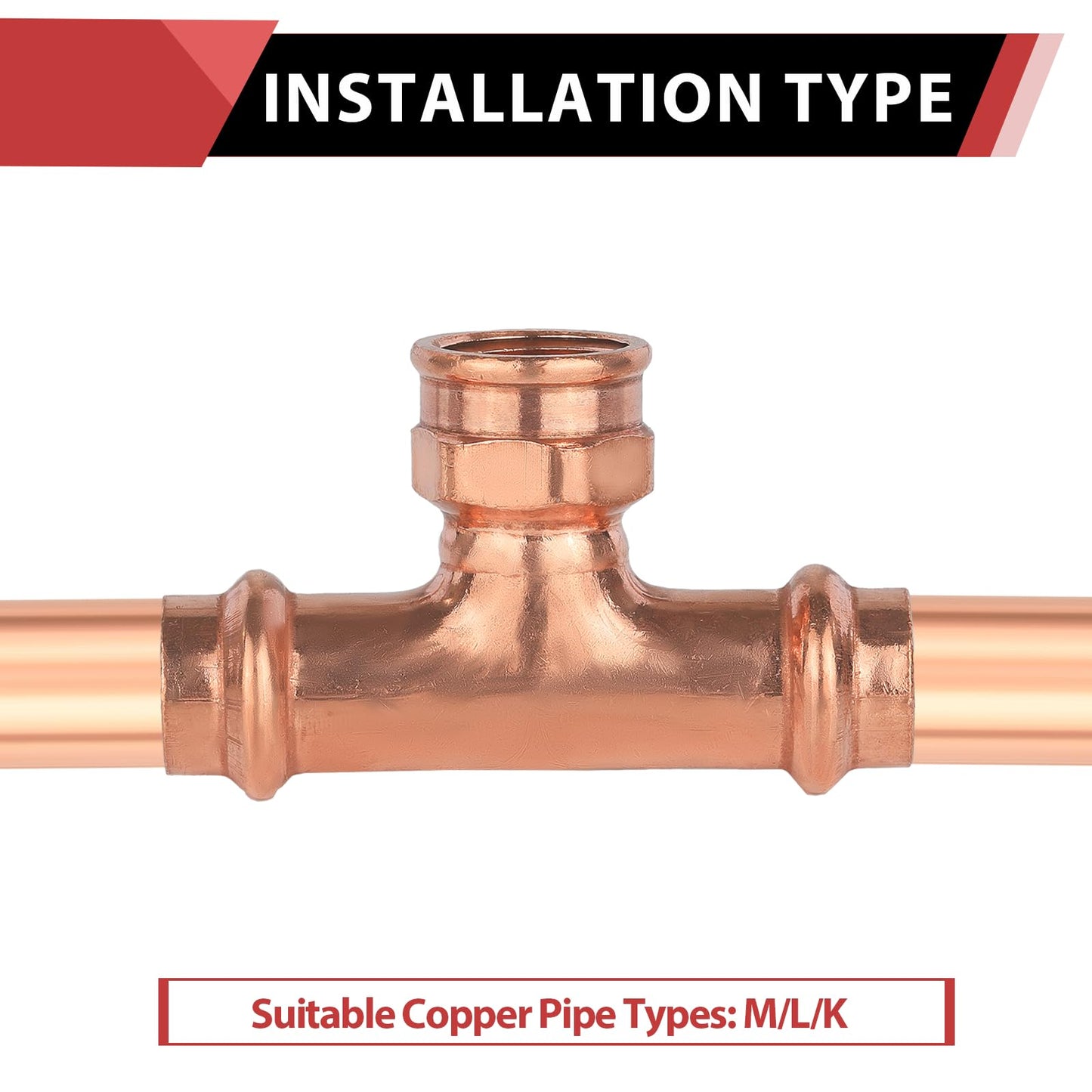 1" x 1" x 3/4" Press x Press x Female Thread Copper Tee (Lead Free)