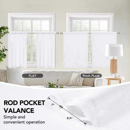 Linen Look Thermal Privacy Cafe Curtains, 26x24 Inch, 2 Panels