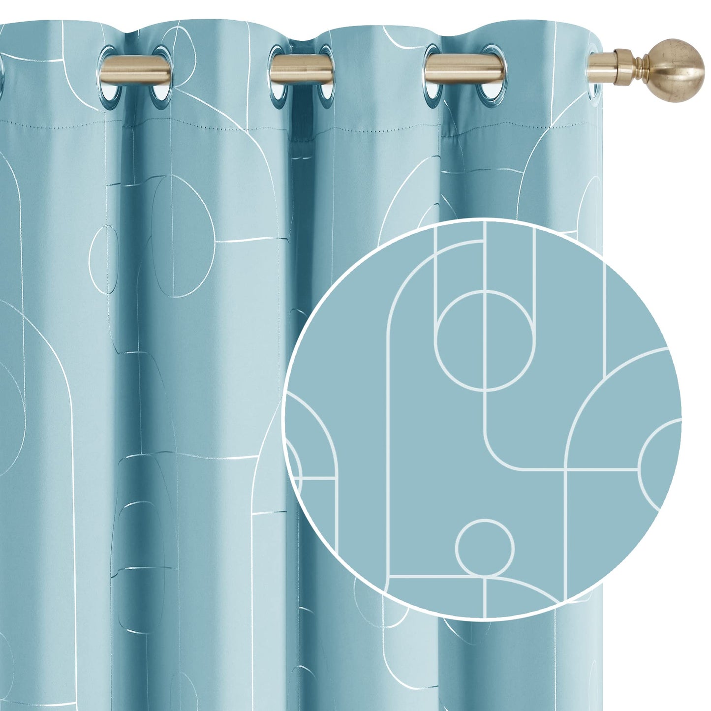 Geometric Blackout Curtains, Taupe, 52x108 Inch, 2 Panels