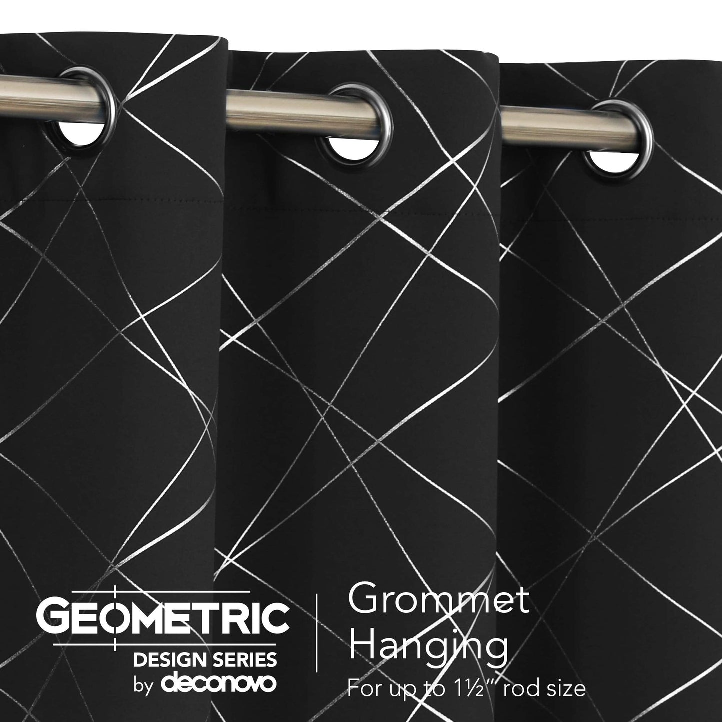 Geometric Blackout Curtains, Taupe, 52x108 Inch, 2 Panels