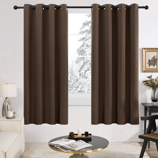 2-Layer Thermal Blackout Curtains, Tan, 52x72 Inch