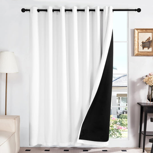 Double Layer Total Blackout Curtain, 1 Panel, White