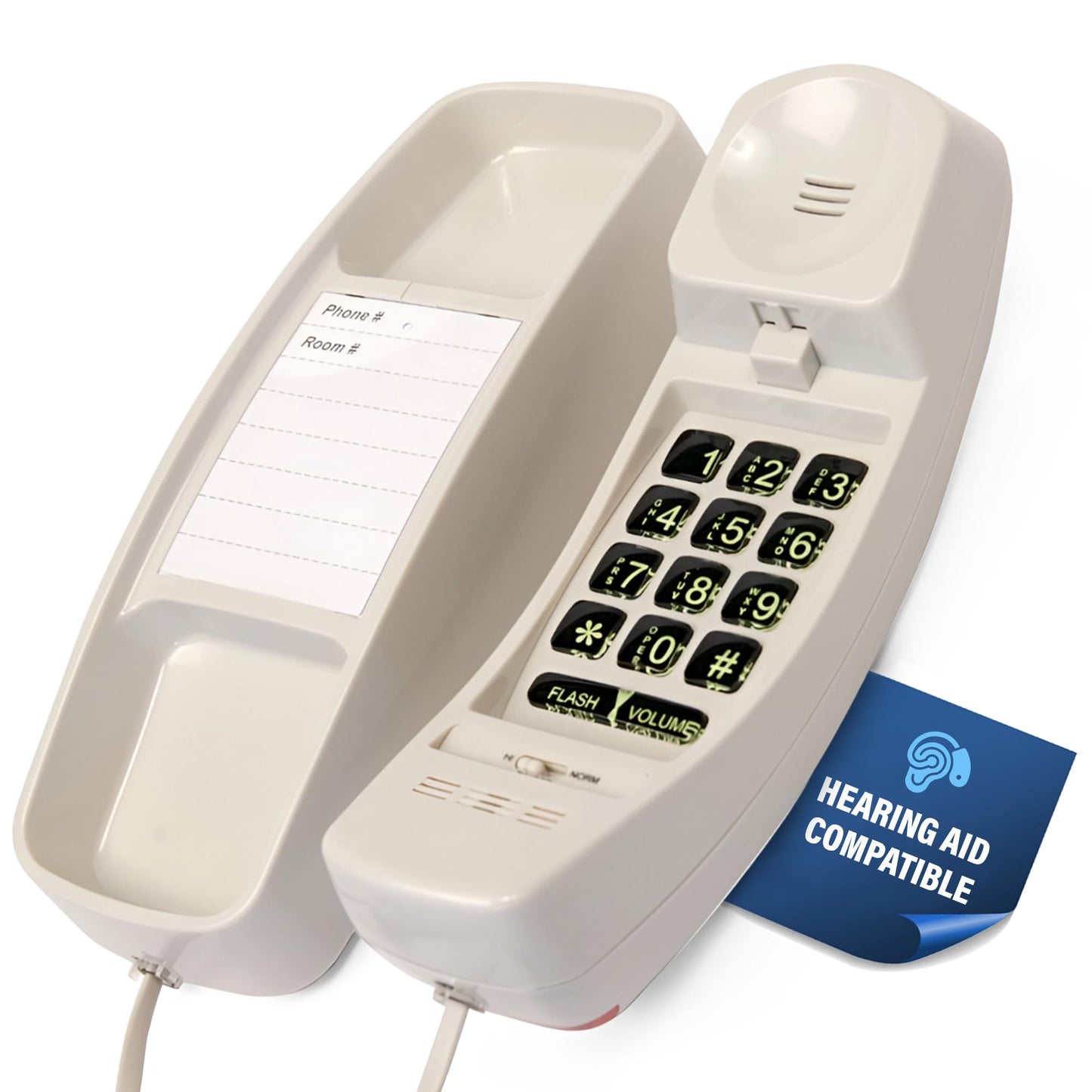 Med-Pat T1C Sleek Trimline Corded Telephone – Dove Gray | Wall-Mountable, Hearing Aid Compatible, Ring/In-Use Light