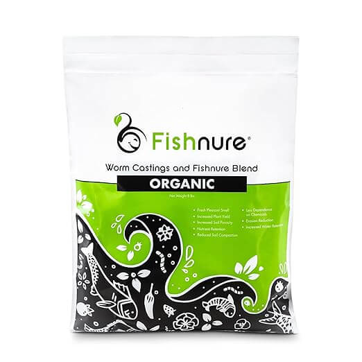 Fishnure 8lb Organic Fish Manure & Worm Casting humus compost fertilizer blend - New and Improved