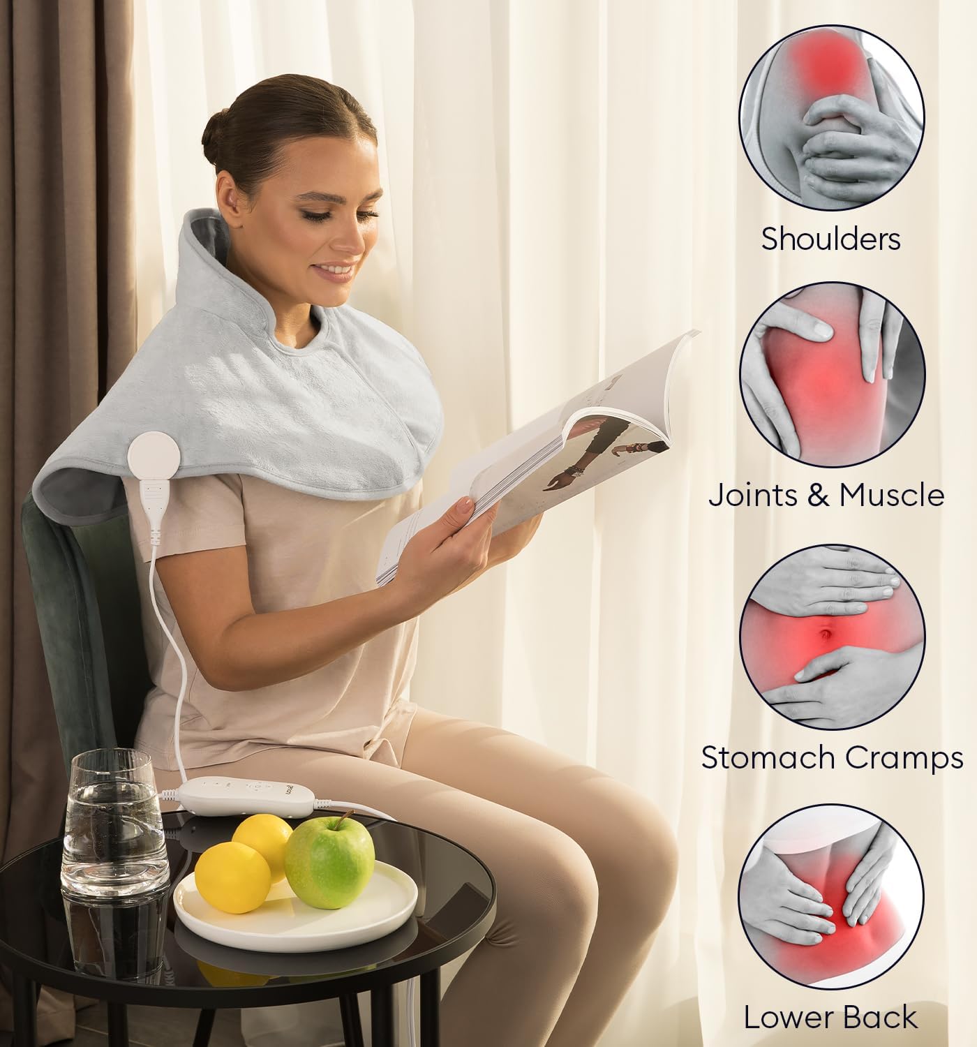 Neck & Shoulders Heating Wrap Lava, Mist Gray