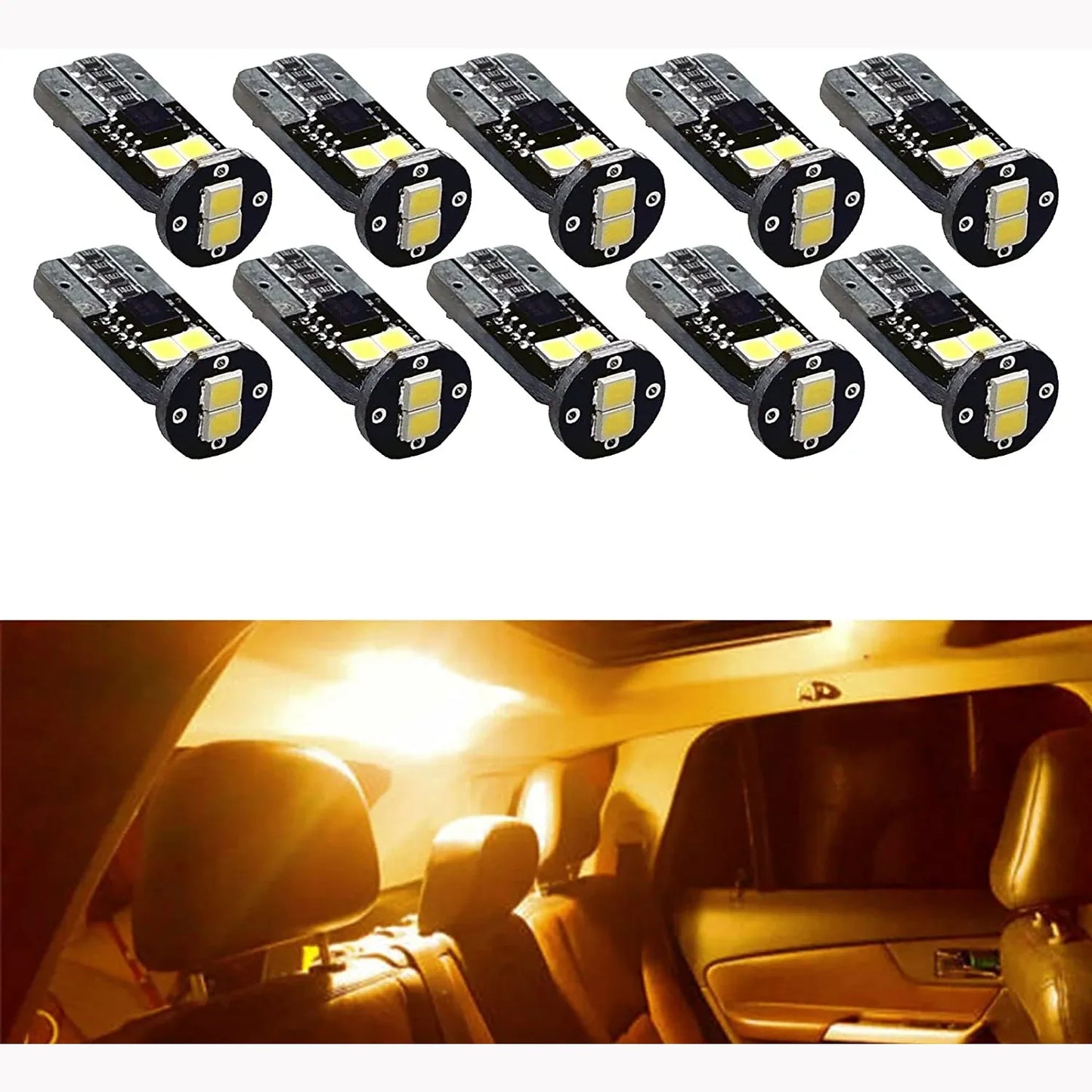 6SMD | LED T10 #555 2835 Automotive Bulb White Warm White Cyan Ice Blue Red Yellow