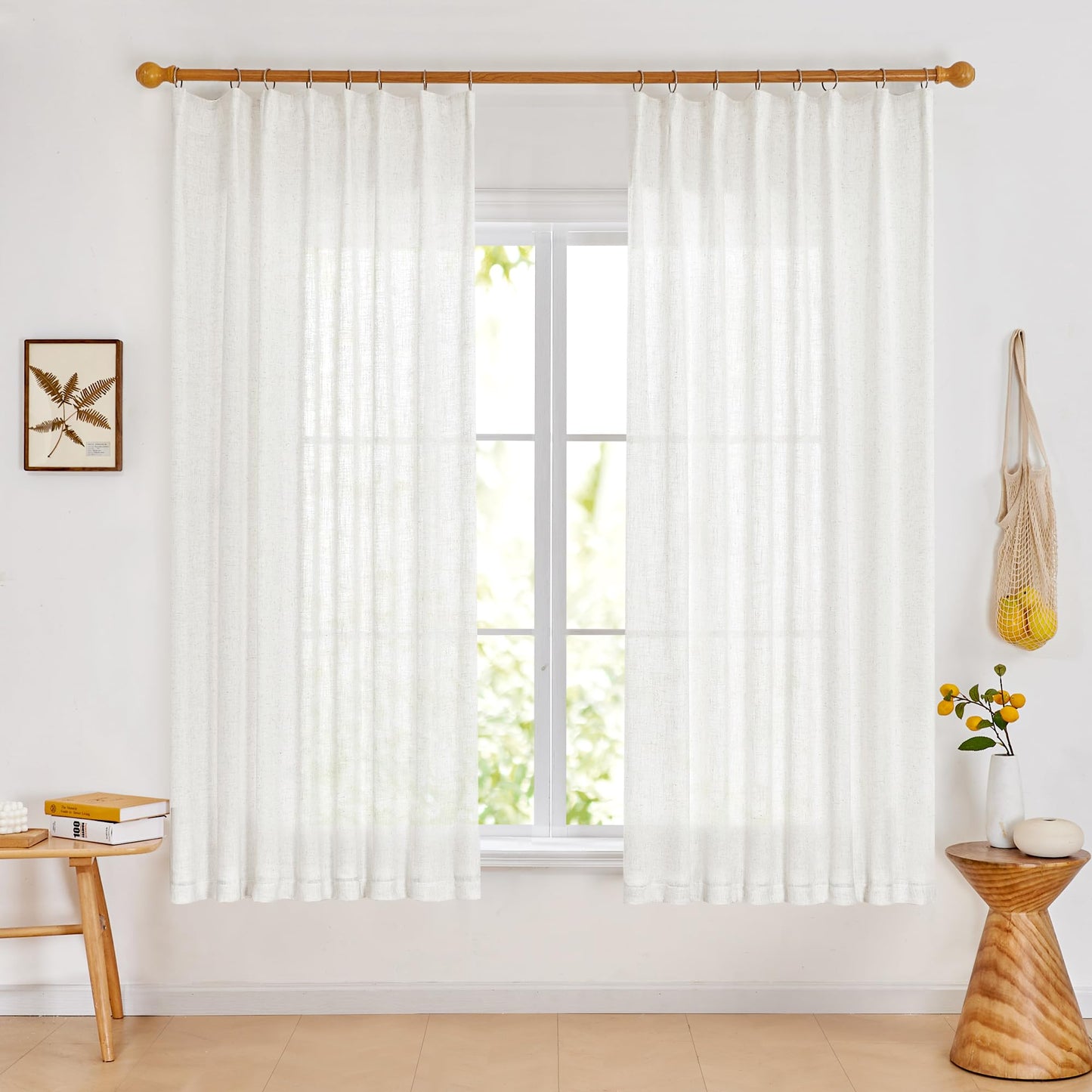 Light Filtering Linen Drapes, Back Tab & Rod Pocket