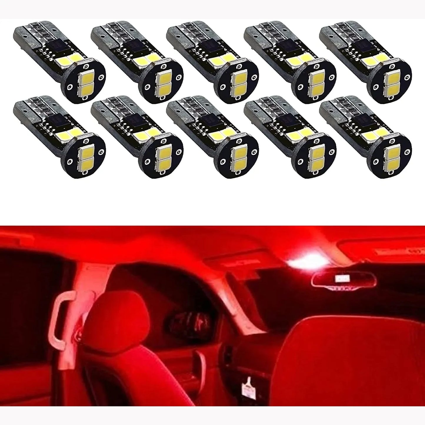 6SMD | LED T10 #555 2835 Automotive Bulb White Warm White Cyan Ice Blue Red Yellow