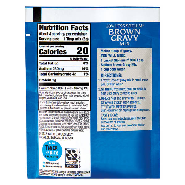 Stonemill Reduced Sodium Brown Gravy Mix, 0.87 oz