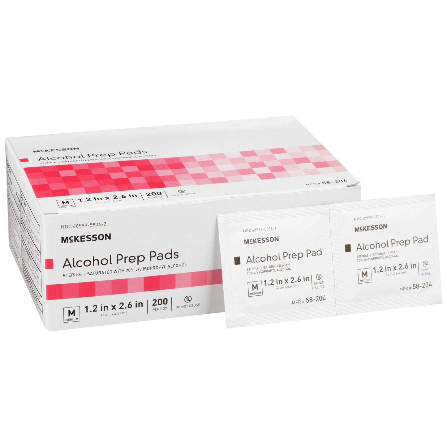 McKesson Alcohol Prep Pad, Isopropyl Alcohol, 70%, Medium 58-204