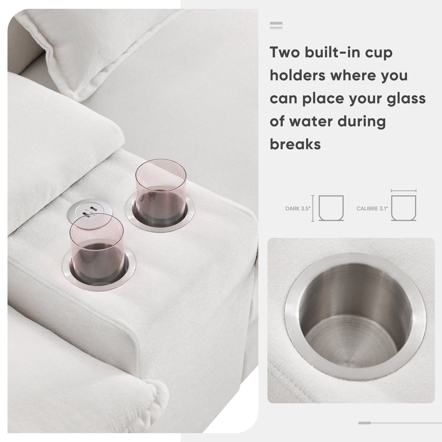 123*55" Modern U-shaped Sofa with Console,Cupholders and USB Ports,6-seat Upholstered Symmetrical Indoor Furniture,Sleeper Couch Set with Chaise for Living Room,Apartment,2 Colors